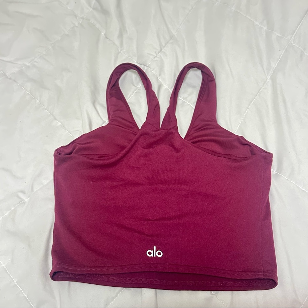 SOLD; Cranberry/magenta ALO yoga “airbrush real bra tank”
